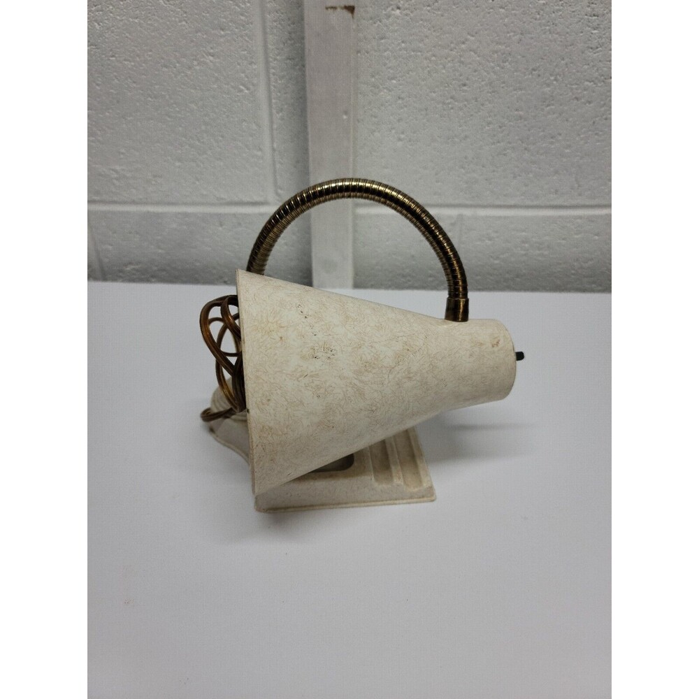Vintage Fiberglass Plastic Gooseneck Table Desk Student Lamp Cone Shade - Picture 10 of 10